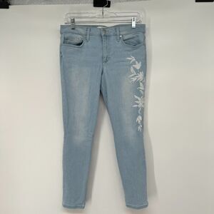 Joes Jeans The Icon Skinny Crop Jeans Womens Sz 30 Blue Embroidered